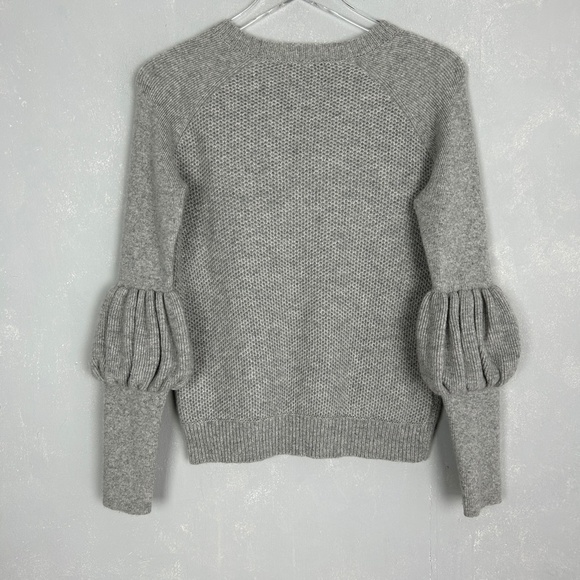 Magaschoni size M cashmere sweater tube ball sleeves gray textured raglan - Picture 7 of 11